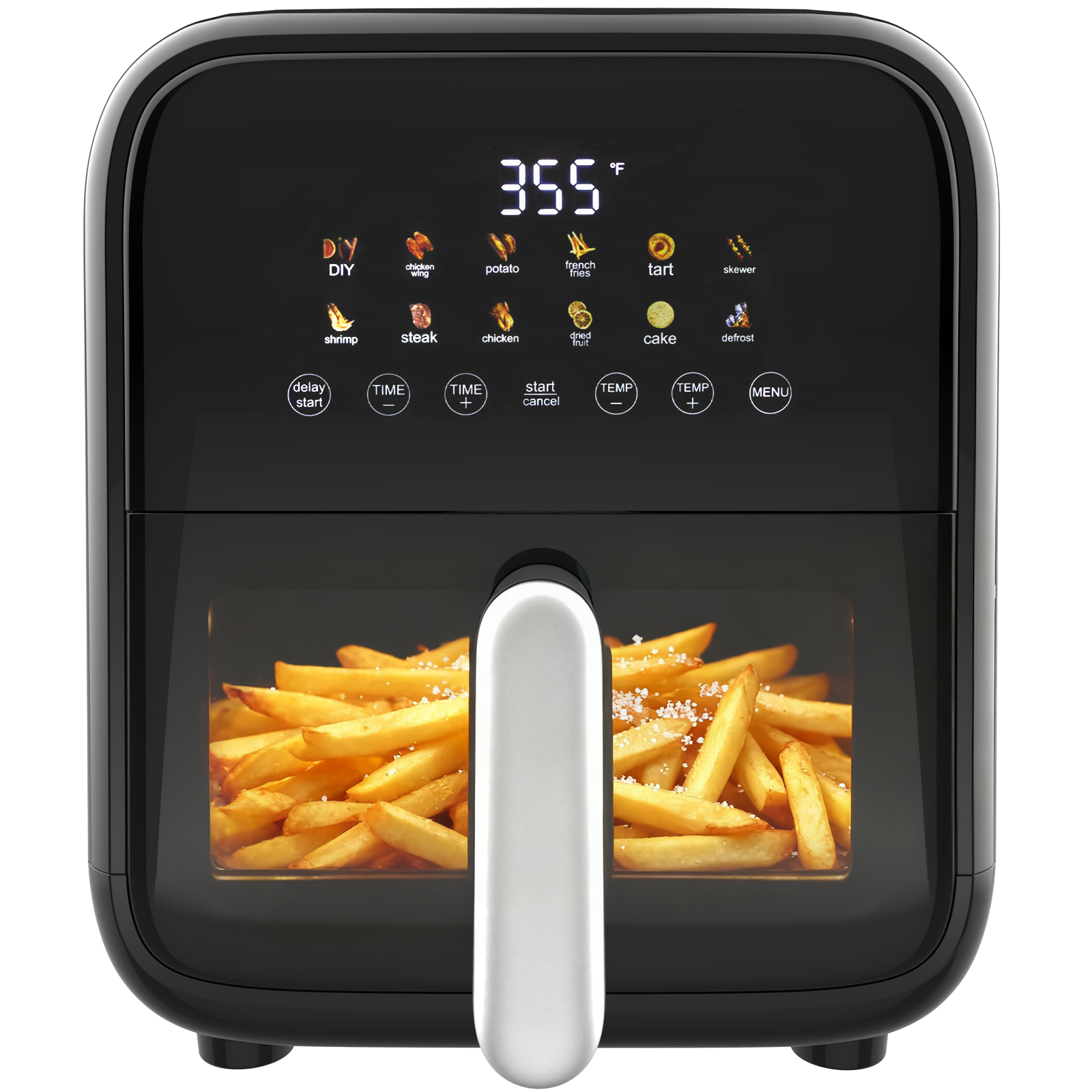 VANECL 7.5QT Air Fryer with Visible Window, Digital Touch Screen Large Family Air Fryer, Non-Stick Dishwasher Safe Basket Oil-Less Healthy Fryer for Home Cooking
