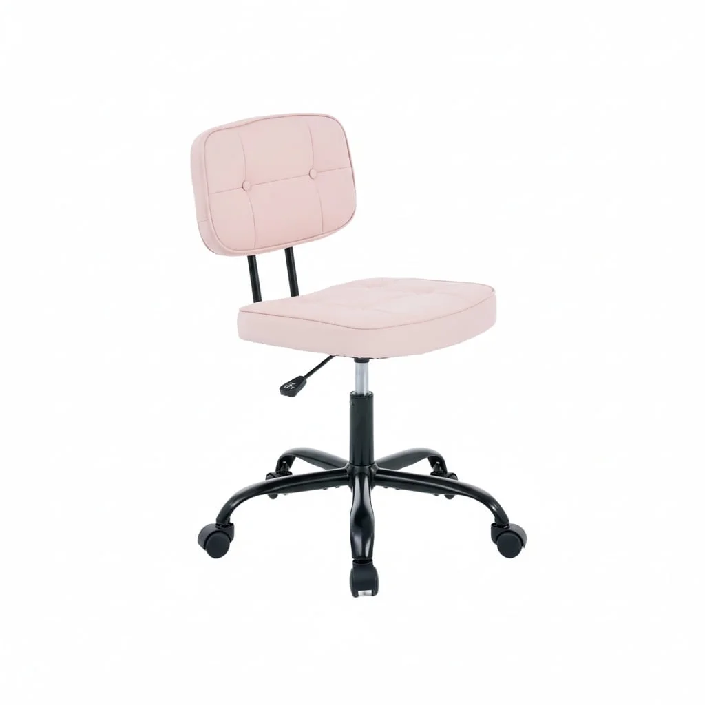 VANECL Armless PU Leather Rolling Office Chair, Thick Cushion Ergonomic Desk Chair for Small Space, Supports Up to 350 LBS