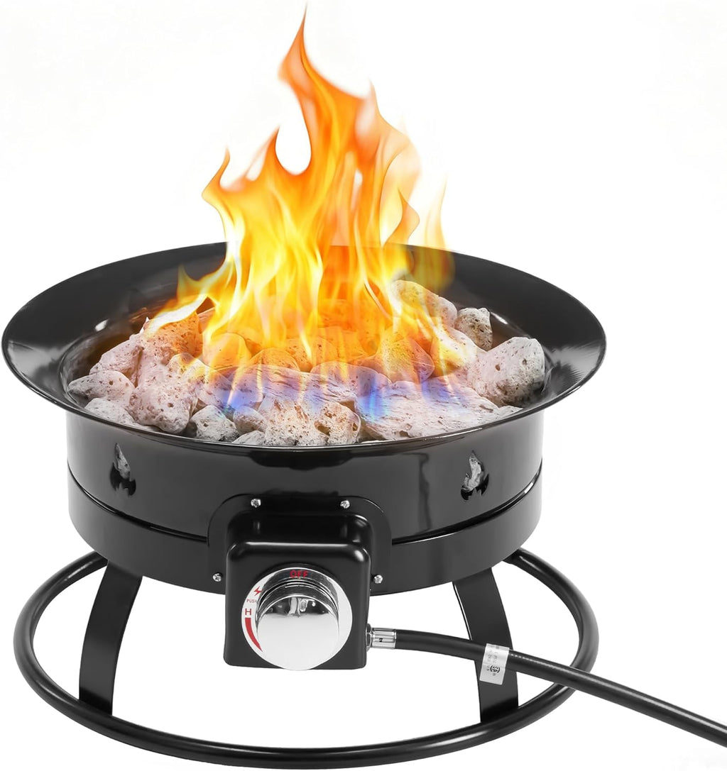 VANECL 58000 BTU Portable Propane Fire Pit, 19 Inch Smokeless Outdoor Gas Fire Bowl with Protective Cover & Carry Kit, CSA Certified