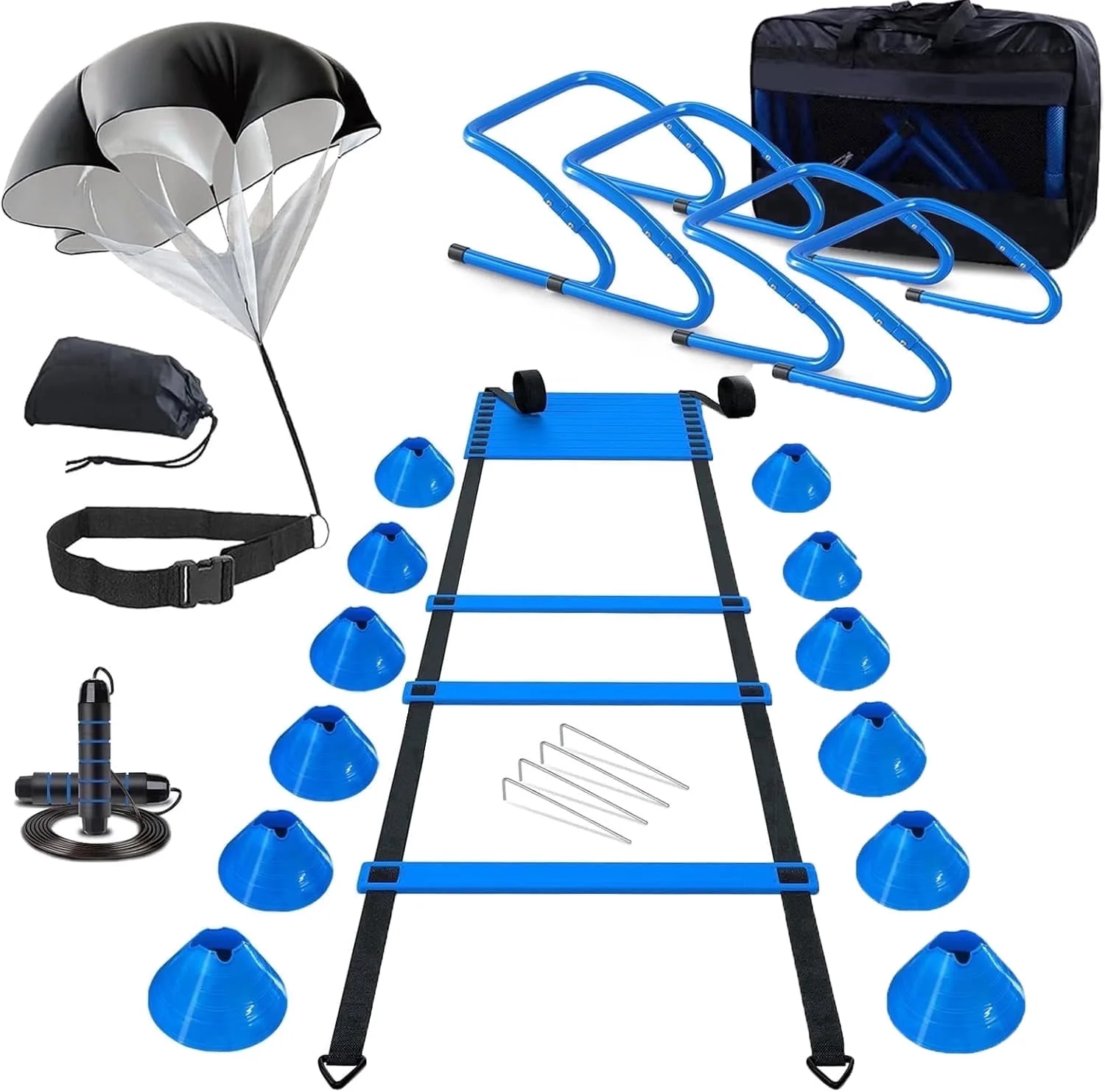 VANECL Agility Ladder Speed Training Set, Adjustable Fitness Stair Ladder for Footwork, Coordination & Sports Training with Storage Bag