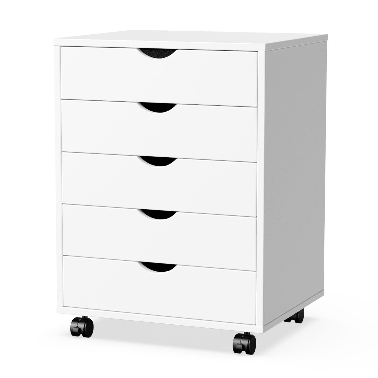 VANECL 5-Drawer Mobile Storage Dresser Cabinet with Lockable Casters, Rolling Organizer Chest for Bedroom Office Home