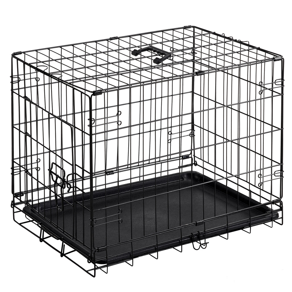VANECL 24 Inch Single Door Metal Dog Crate, Collapsible Pet Kennel with Secure Lock & Removable Clean Tray for Small Medium Puppy