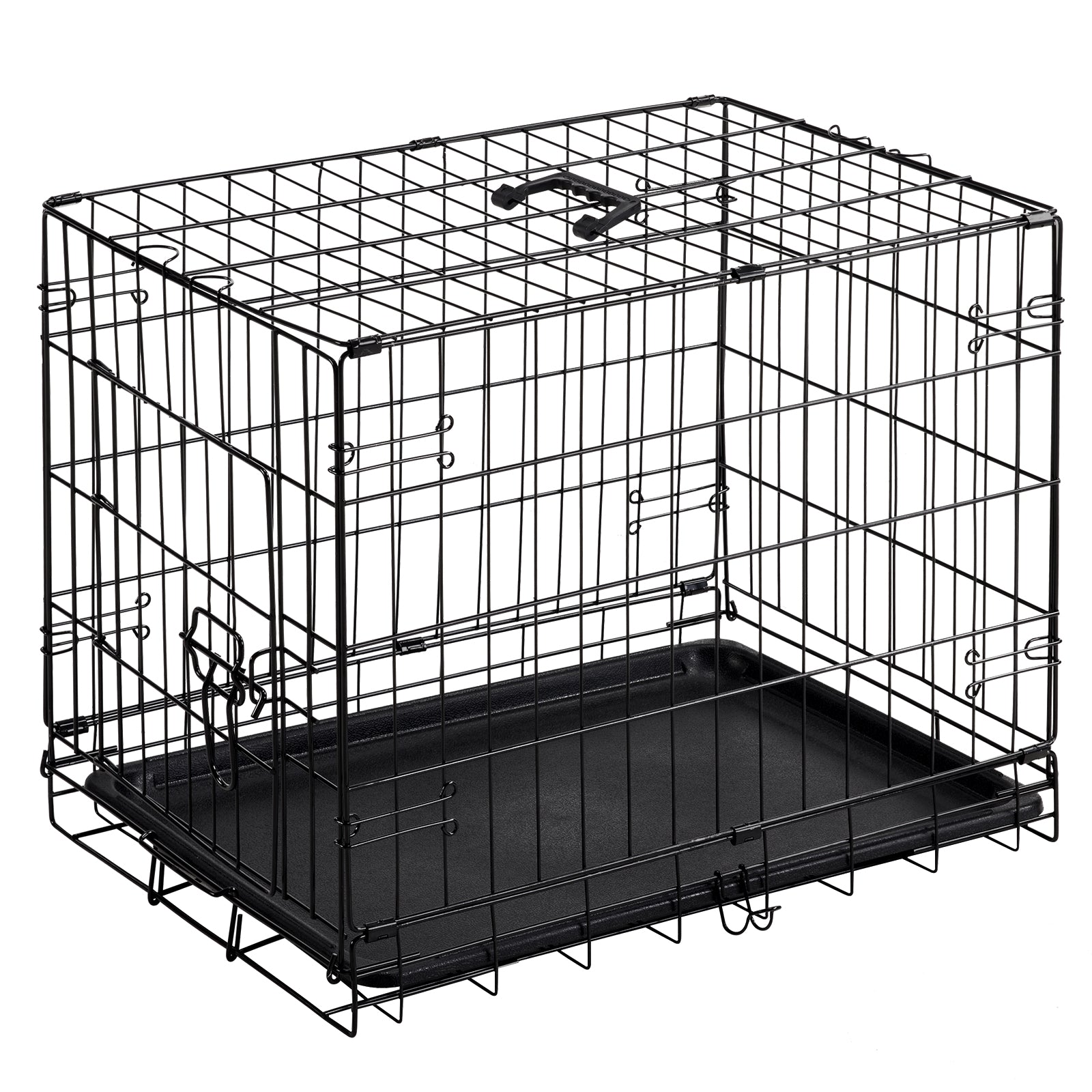 VANECL 24 Inch Single Door Metal Dog Crate, Collapsible Pet Kennel with Secure Lock & Removable Clean Tray for Small Medium Puppy