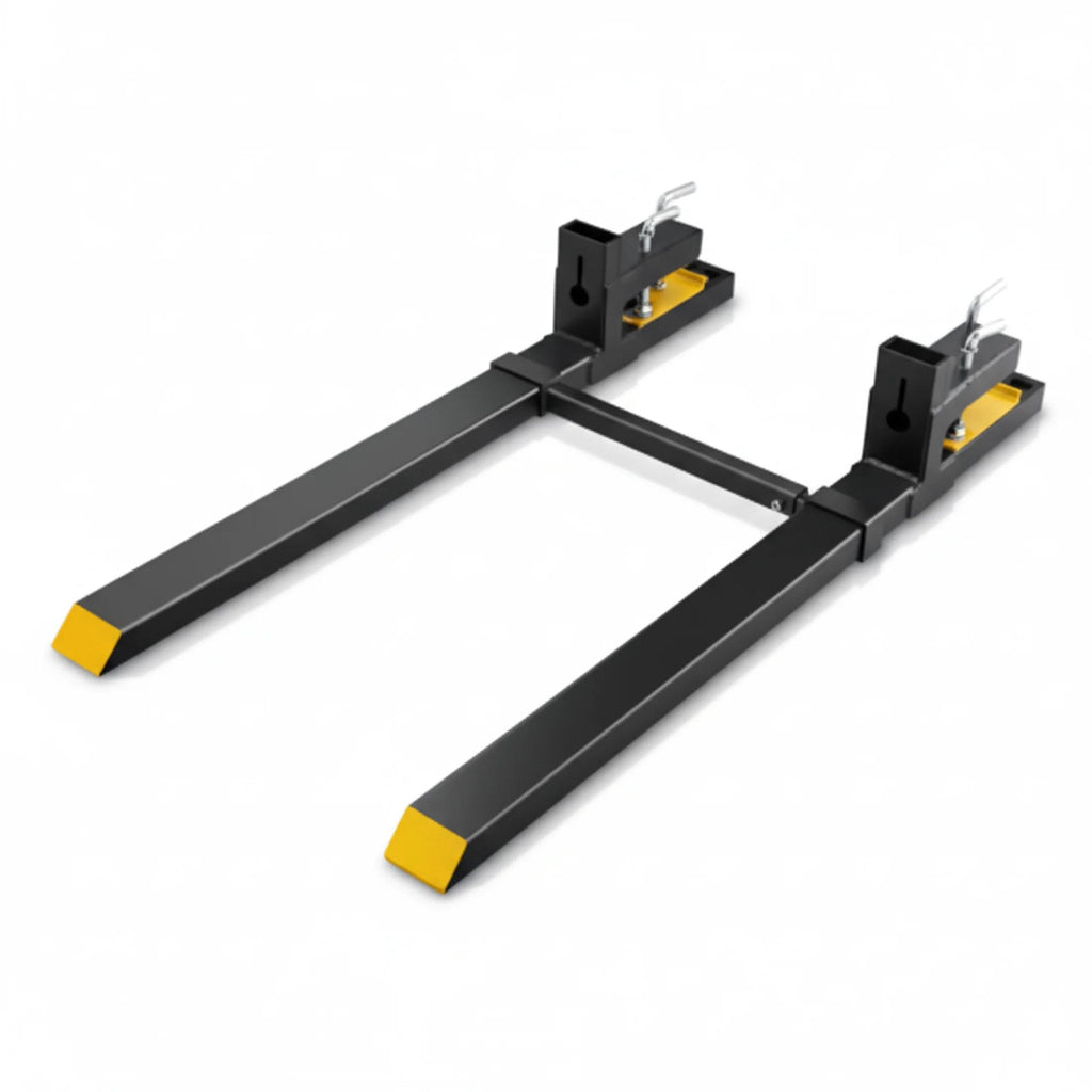 VANECL 43 Inch Clamp-On Tractor Pallet Forks with Adjustable Stabilizer Bar, Heavy Duty Bucket Fork Attachment Max 2000 LBS Load Capacity