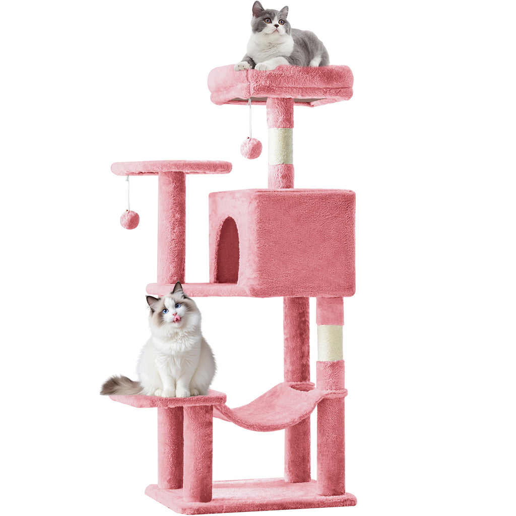 VANECL 44 Inch Multi-Level Cat Tree Tower, Sisal Scratching Posts with Hammock Extended Platform & Cat Condo for Multiple Indoor Cats