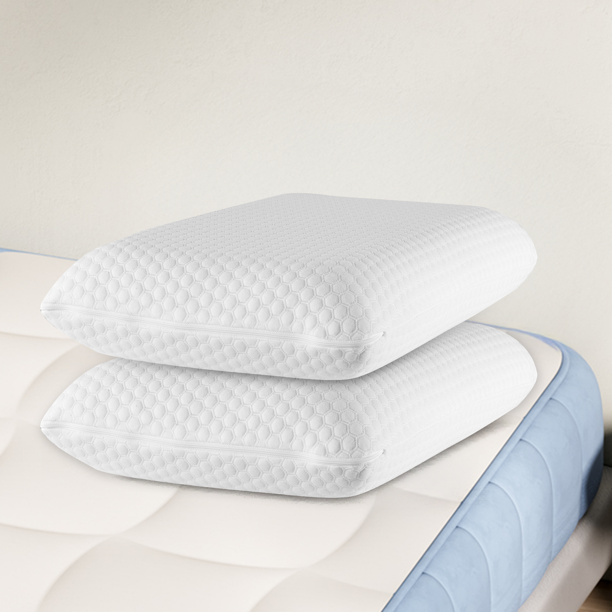 VANECL 2 Pack Ergonomic Contour Memory Foam Cervical Pillows, Washable Removable Cover Odorless Neck Support Pillow for All Sleep Positions