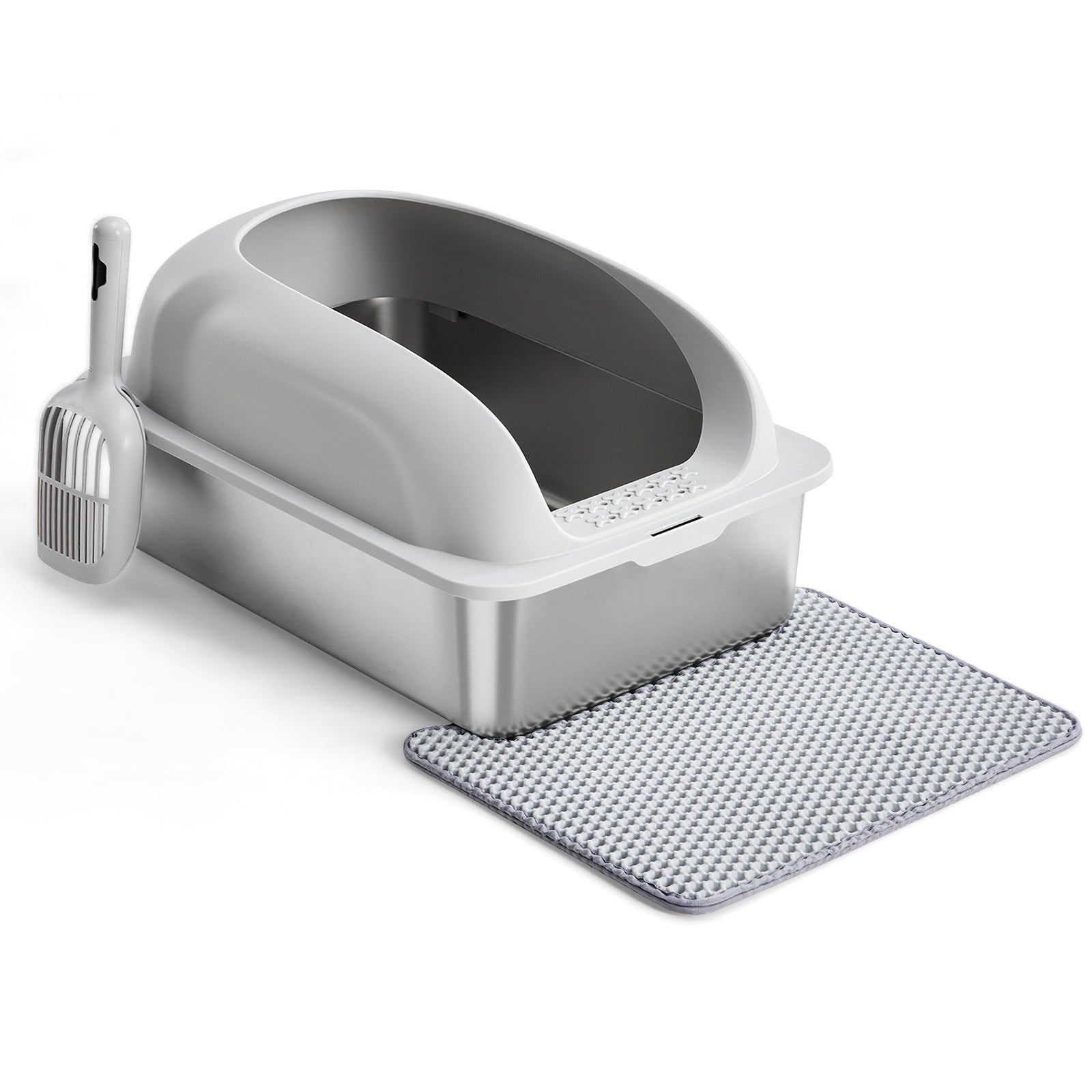VANECL Covered Stainless Steel Cat Litter B0x with High Sides, Extra Large Metal Kitty Litter Pan with Free Litter Mat & Litter Scoop for Large Cats & Multi-Cat Homes