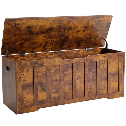 VANECL 47.2 Inch Large Storage Chest Ottoman Bench with 2 Gas Hinges & U-Shaped Handles, Heavy Duty Entryway Storage B0x Holds Up to 150 Lbs for Bedroom Hallway