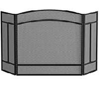 VANECL 3-Panel Foldable Forged Iron Fireplace Screen, Black Metal Spark Guard Mesh Fire Screen for Home Living Room Decor & Flame Protection