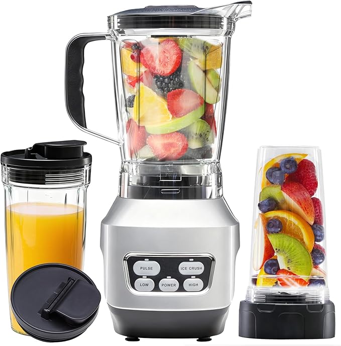 VANECL 1.5L Countertop Blender 1200W, Multi-function Ice Crush Smoothie Maker with Portable Travel Cup for Milkshake Soup Making