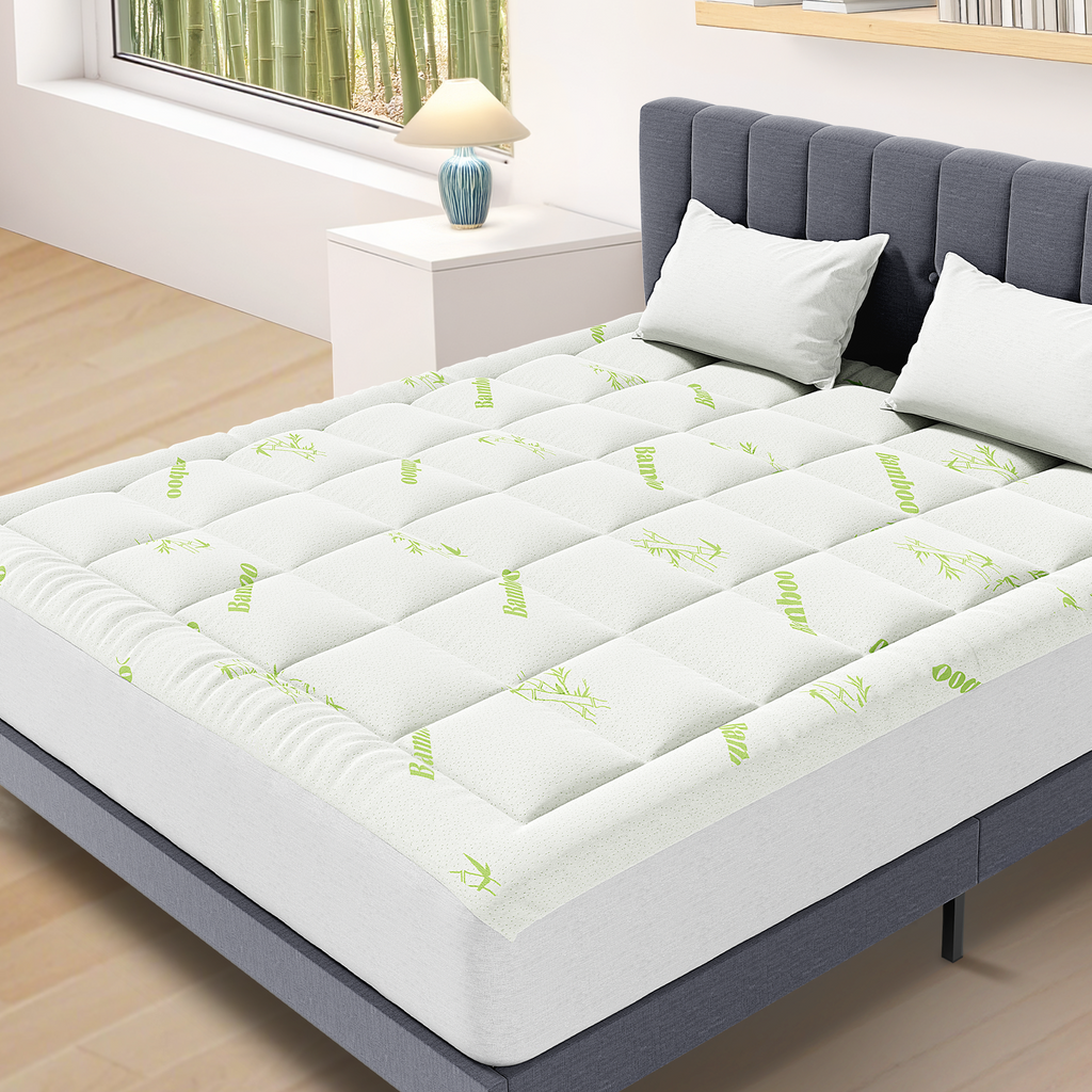 VANECL Full Size Bamboo Viscose Mattress Pad Protector, Thick Breathable Deep Pocket Cooling Mattress Cover Fits 8–16 Inch Mattress
