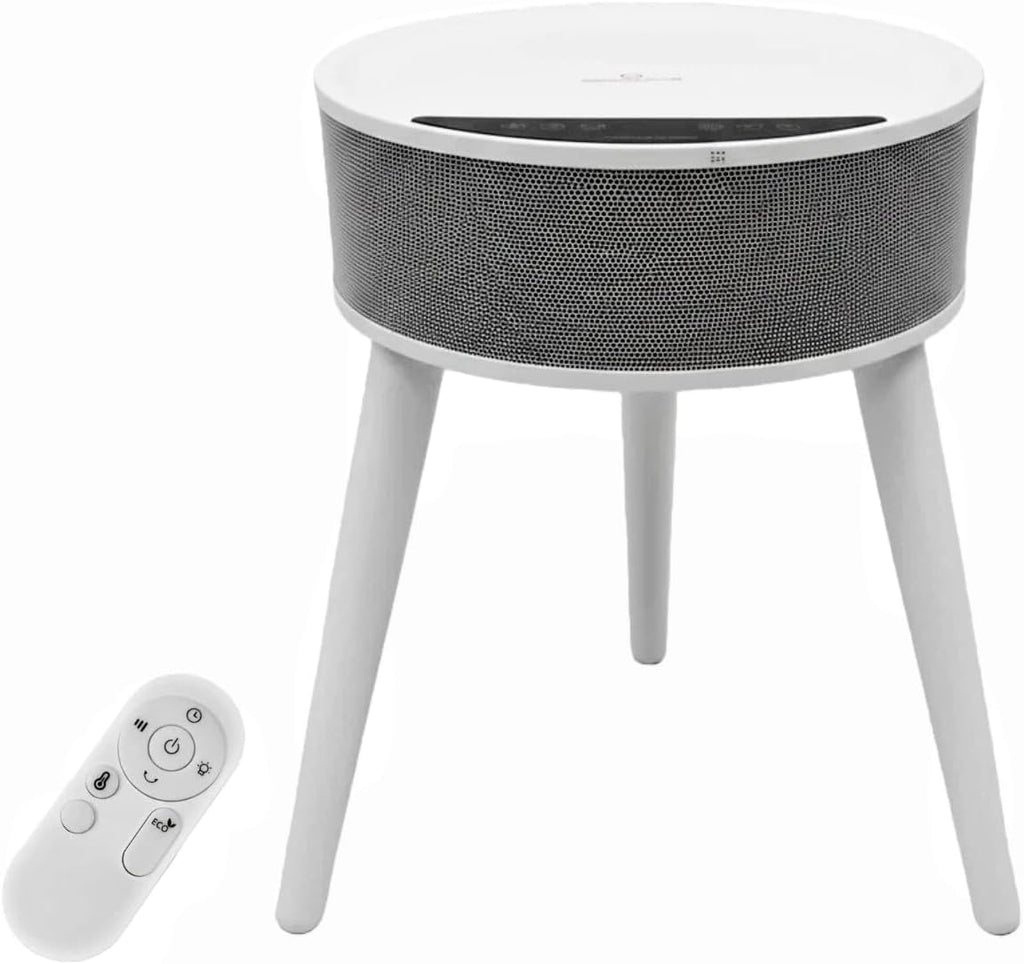 VANECL 3-in-1 Round Side Table Space Heater, PTC Fast Heating Wooden End Table Heater with 1–12H Timer, Ultra Quiet Anti-Tip Portable Electric Heater for Bedroom Living Room