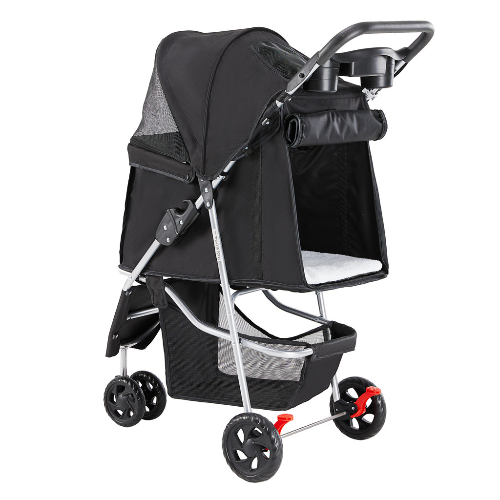 VANECL Foldable Lightweight Pet Stroller for Small Medium Dogs & Cats, Durable Walking Carrier Stroller with Bottom Storage Basket