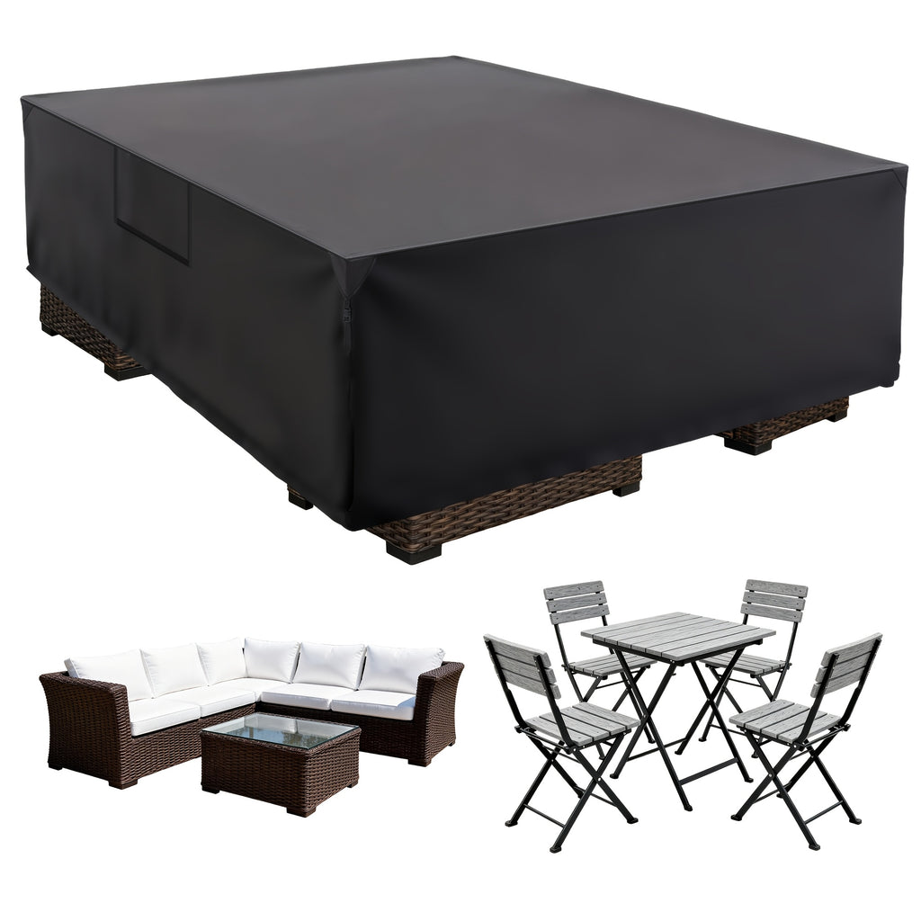 VANECL 600D Waterproof Rectangular Outdoor Dining Set Cover, Heavy Duty All Weather Patio Table & Chair Furniture Cover for Rectangular/Oval Table Sets