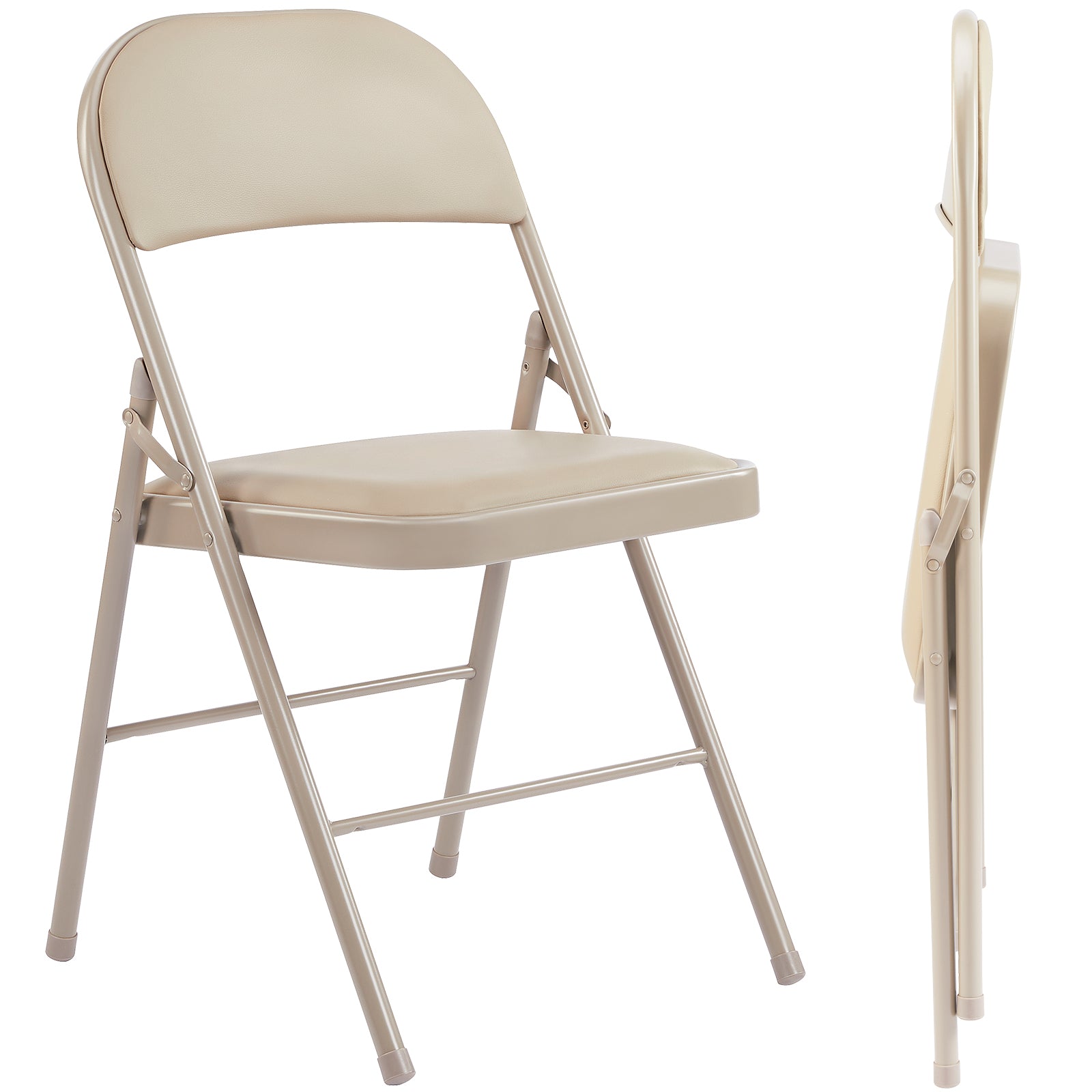 VANECL Black PU Leather Padded Folding Chair, Heavy Duty Metal Frame Foldable Seat for Indoor Outdoor Home Office Party Banquet