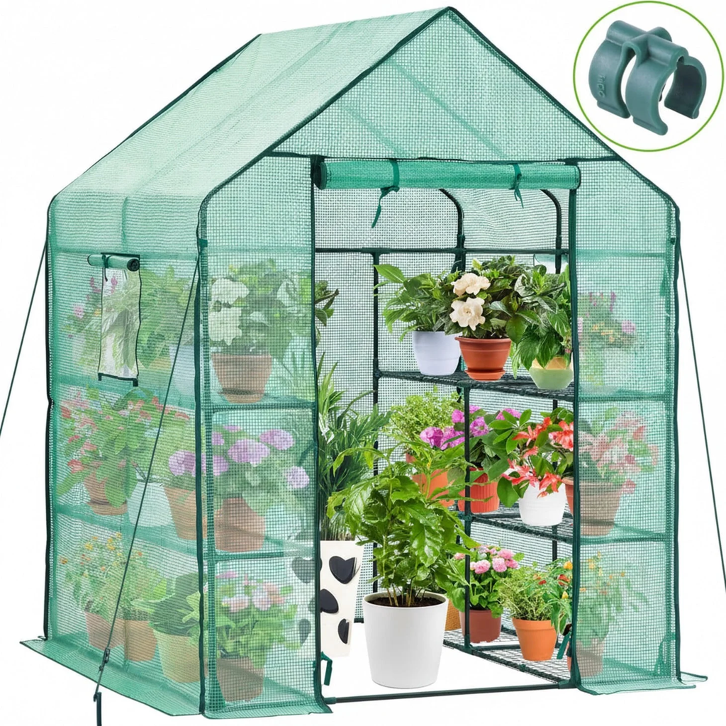 VANECL Portable Mini Tunnel Greenhouse with PE Cover, Indoor Outdoor Compact Plant Growing Greenhouse for Backyard Seedling Cultivation