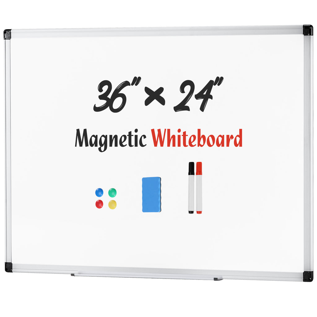 VANECL 36×24 Inch Magnetic Dry Erase WhiteB0ard, Silver Aluminum Framed Marker B0ard with Full Accessories for Office School Home