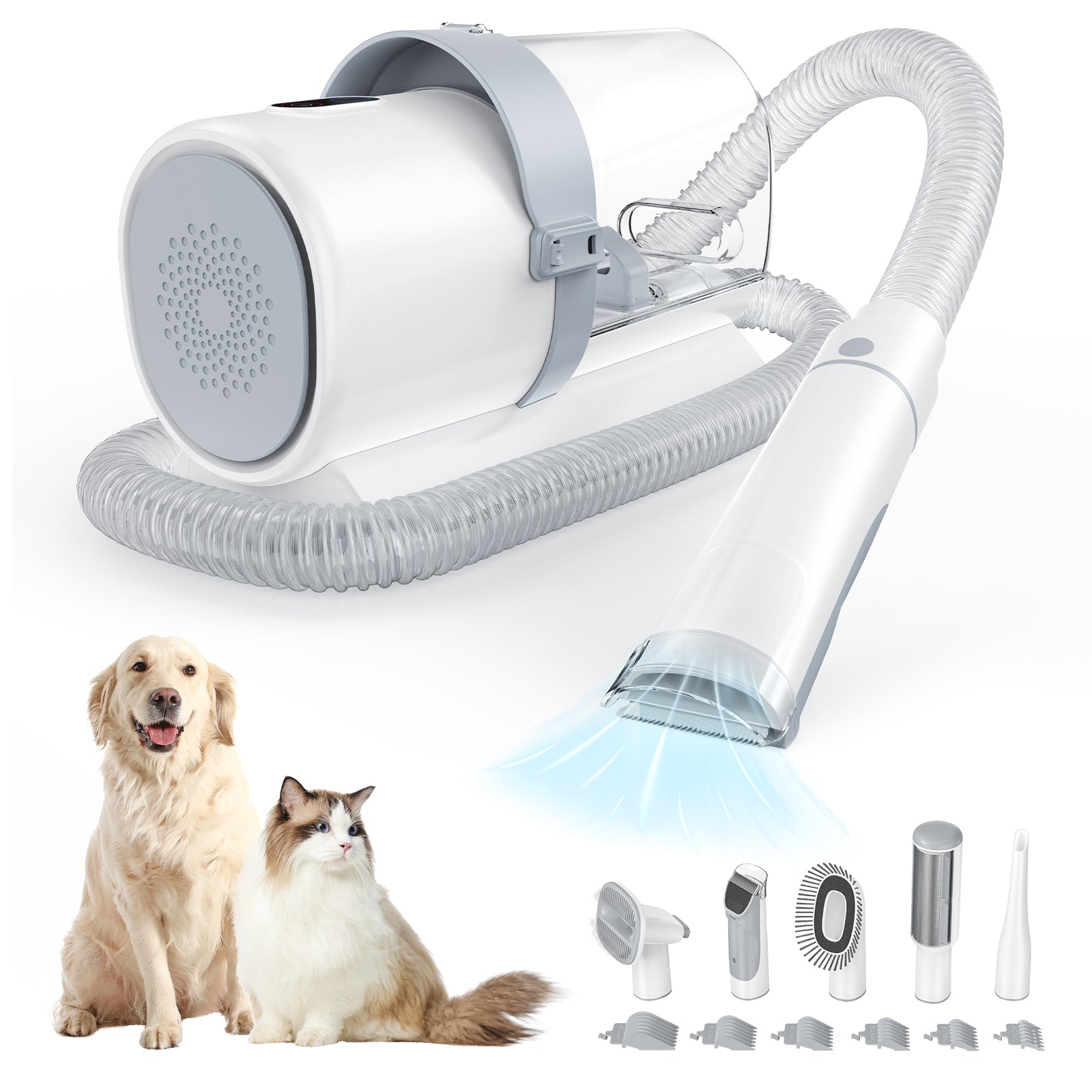 VANECL Cordless Pet Grooming Clipper Kit with 2.5L Dust Cup, 3 Adjustable Suction Modes & 5-in-1 Grooming Tools, Low Noise Vacuum Pet Hair Trimmer