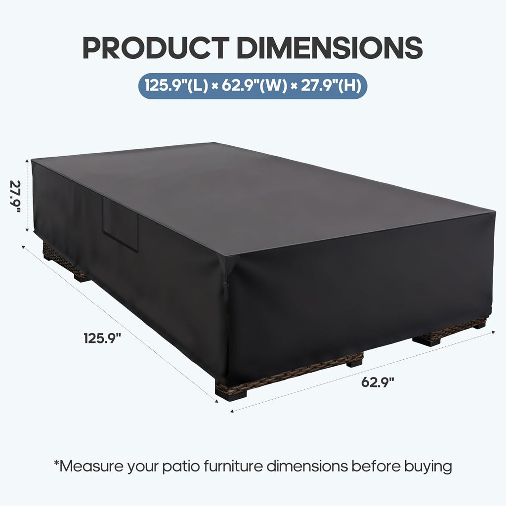 VANECL 600D Waterproof Rectangular Outdoor Dining Set Cover, Heavy Duty All Weather Patio Table & Chair Furniture Cover for Rectangular/Oval Table Sets
