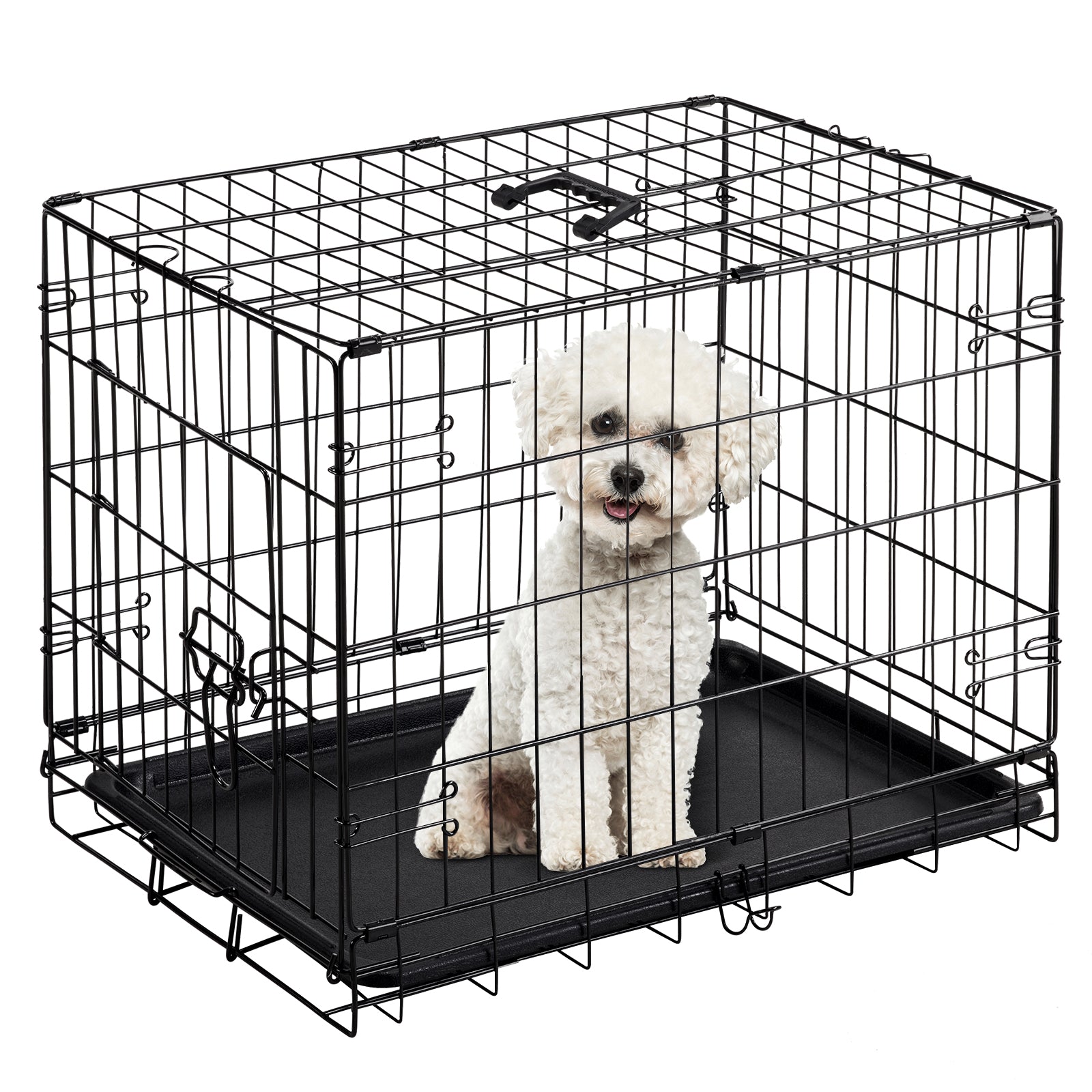 VANECL 24 Inch Single Door Metal Dog Crate, Collapsible Pet Kennel with Secure Lock & Removable Clean Tray for Small Medium Puppy