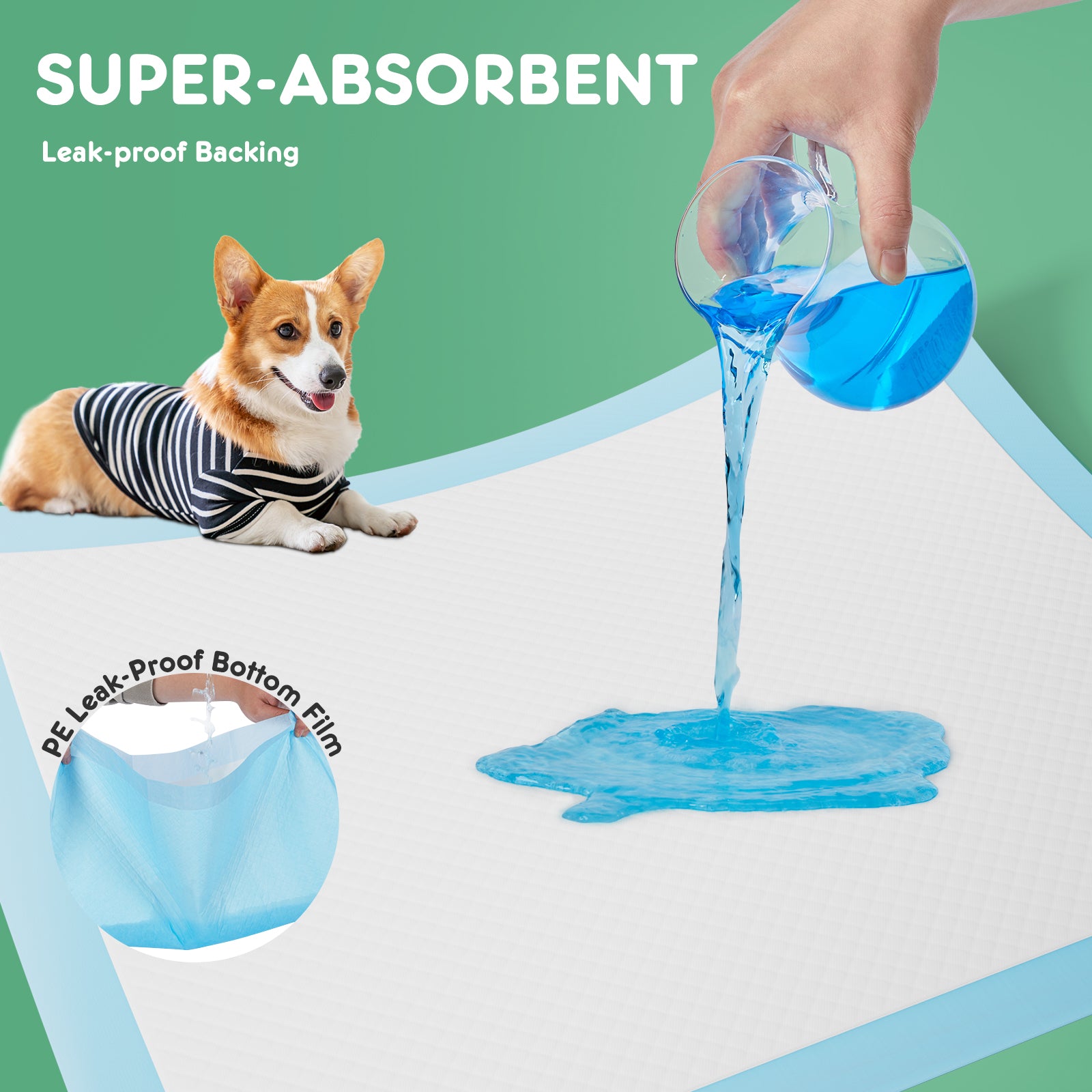 VANECL Disposable Leak-Proof Quick Dry Puppy Pee Pads, Super Absorbent Dog Training Pads 100 Count Pack