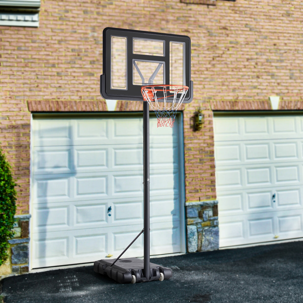 VANECL Portable Basketball Hoop System, 4.2-10FT Height Adjustable Basketball Goal with 44 Inch Shatterproof Backboard for Kids & Adults Outdoor Indoor Playing