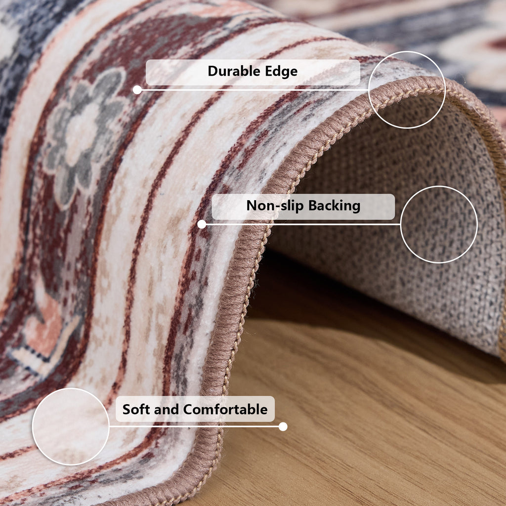 VANECL 8'x10' Nordic Style Polyester Area Rug, Anti-Stain Easy Care Silent Large Carpet, Low Pile Non Slip Floor Rug for Large Living Room Bedroom Home Decoration