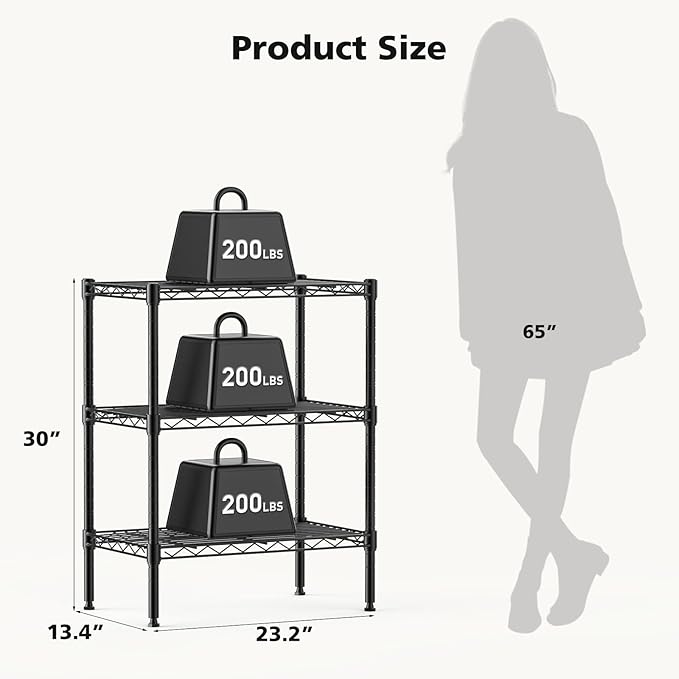VANECL Heavy Duty Adjustable Metal Wire Storage Shelving Unit, Freestanding Steel Organizer Rack for Garage Kitchen Bathroom