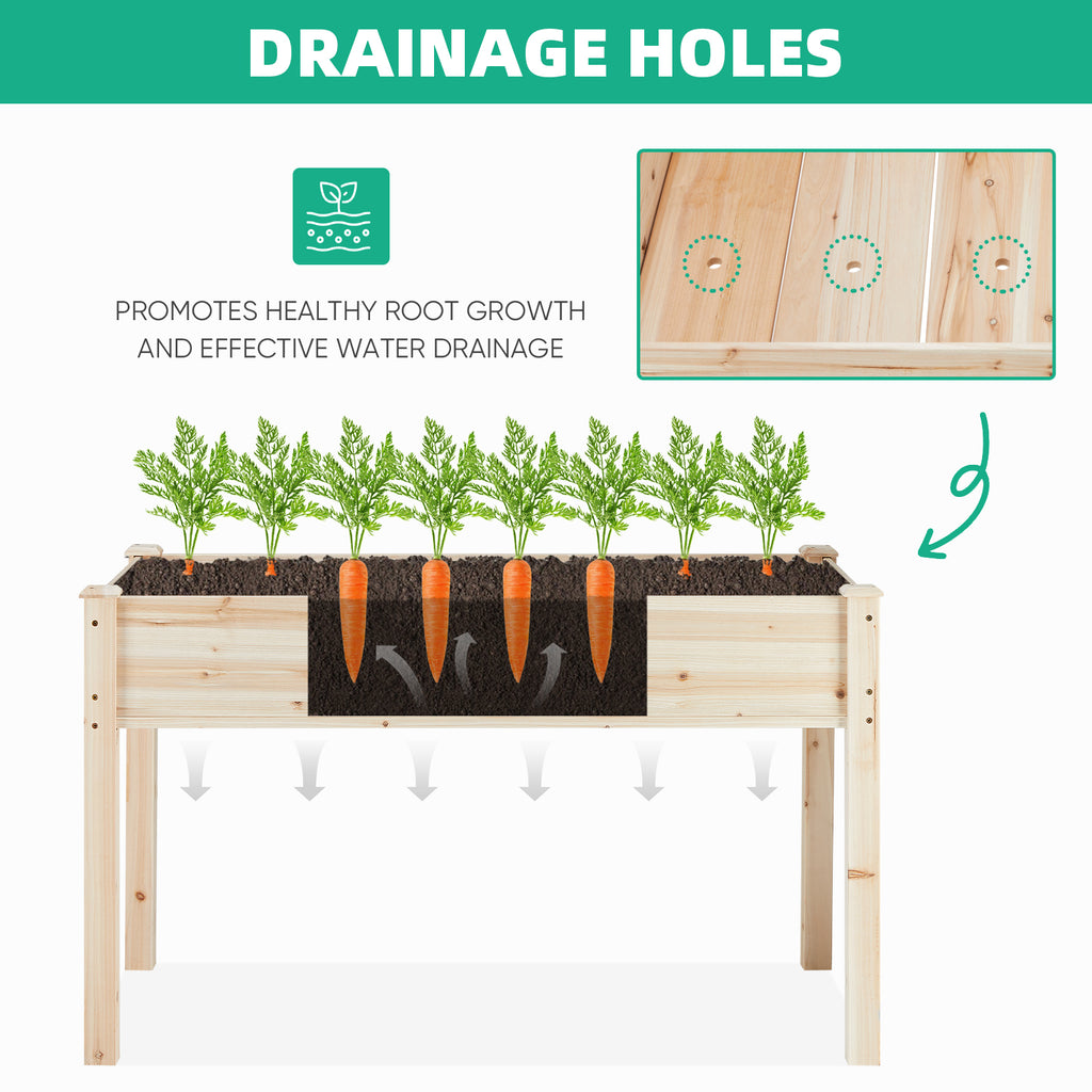 VANECL Elevated Fir Wood Raised Garden Bed with Legs, 48×24×30IN Patio Planter B0x with Pre-Installed Liner for Herbs Veggies Flowers, Max 300LBS Load