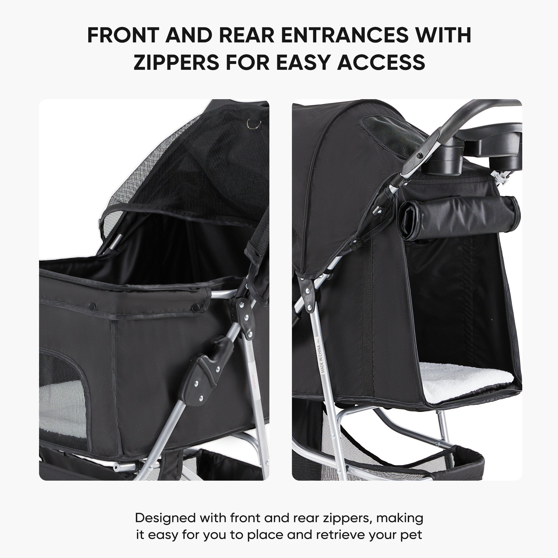 VANECL Foldable Lightweight Pet Stroller for Small Medium Dogs & Cats, Durable Walking Carrier Stroller with Bottom Storage Basket