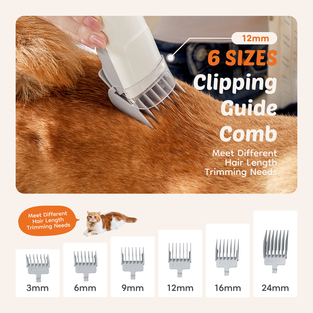 VANECL Cordless Pet Grooming Clipper Kit with 2.5L Dust Cup, 3 Adjustable Suction Modes & 5-in-1 Grooming Tools, Low Noise Vacuum Pet Hair Trimmer