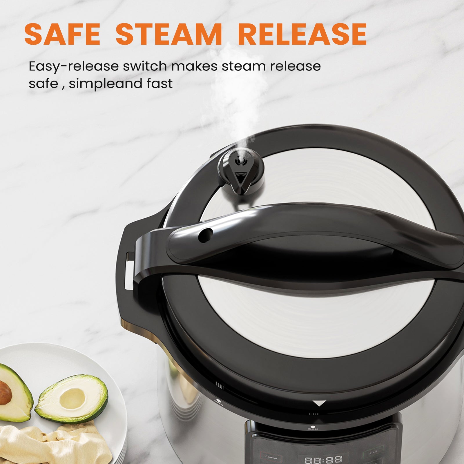 VANECL 9-in-1 Multi-Functional Electric Pressure Cooker, 12 Preset Menu Smart Rice Slow Cooker with Ceramic Inner Pot & Delay Start Function