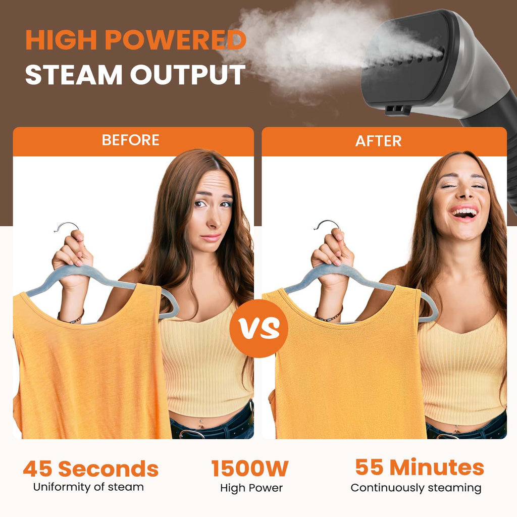 VANECL 1500W Upright Garment Steamer with Rolling Wheels, 1.7L Large Water Tank Vertical Clothes Steamer for Home & Commercial Use