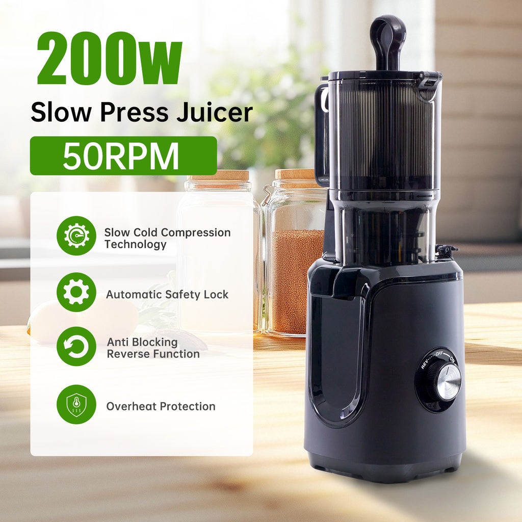 VANECL Slow Masticating Cold Press Juicer, 4.25in Wide Chute Whole Fruit Vegetable Juicer, Easy Clean Reverse Anti-Clog Cold Press Juice Extractor
