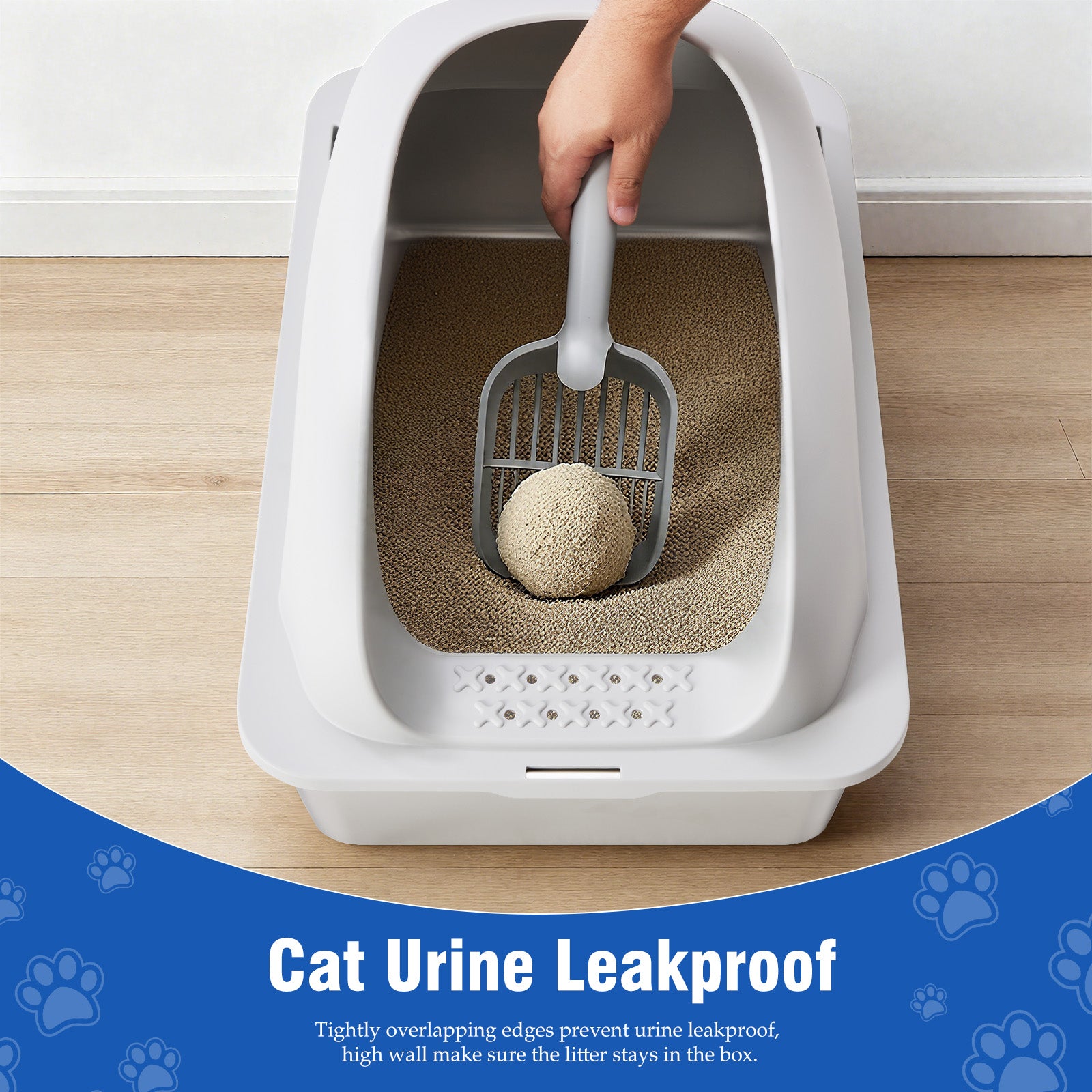 VANECL Covered Stainless Steel Cat Litter B0x with High Sides, Extra Large Metal Kitty Litter Pan with Free Litter Mat & Litter Scoop for Large Cats & Multi-Cat Homes
