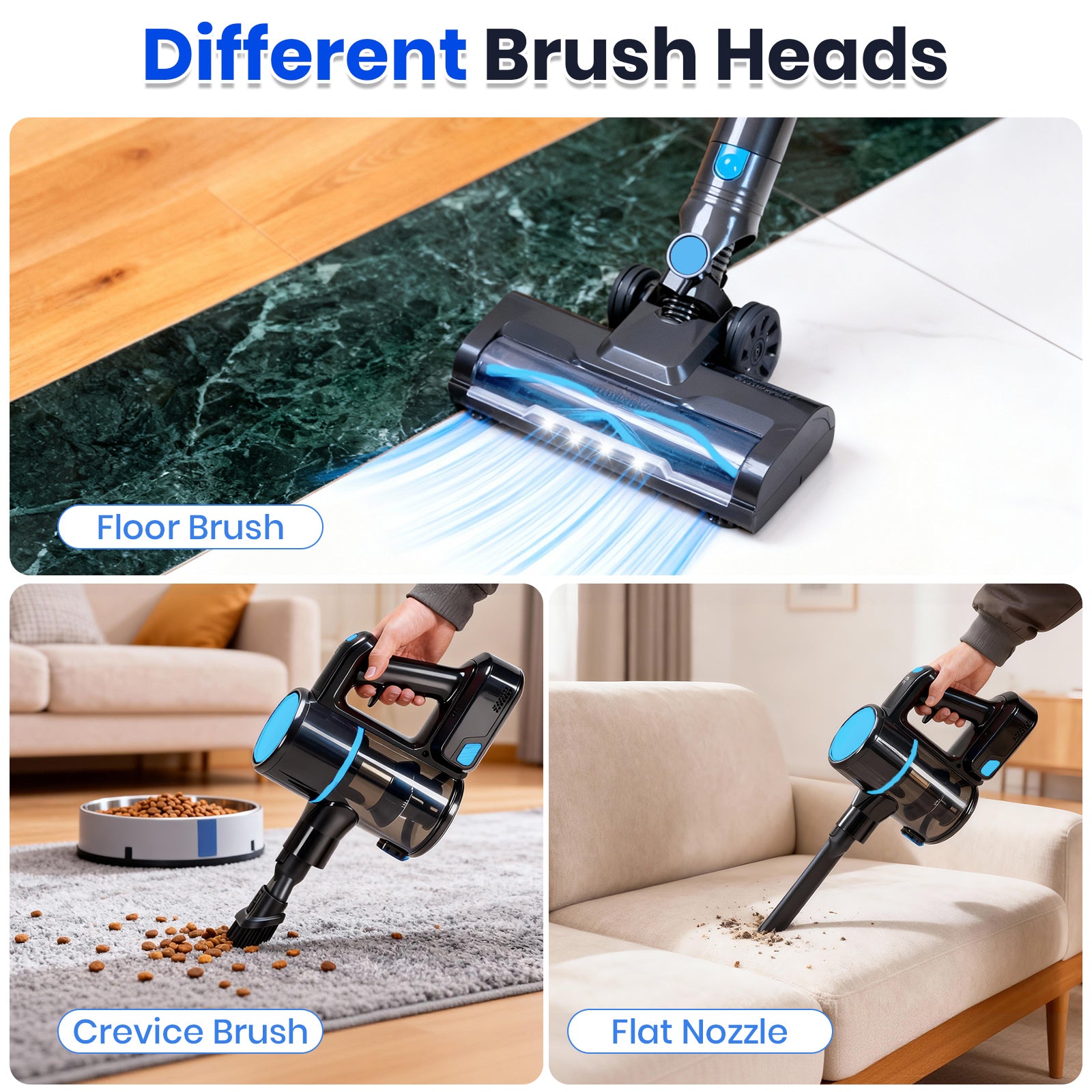 VANECL Lightweight Cordless Stick Vacuum Cleaner with Anti-Tangle Design & LED Headlight, Rechargeable Wireless Handheld Vacuum