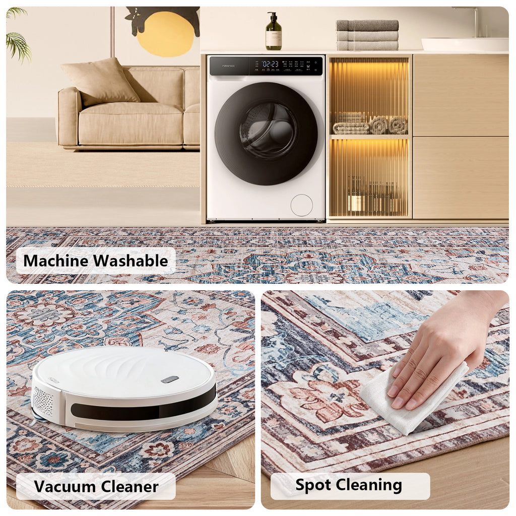 VANECL 8'x10' Nordic Style Polyester Area Rug, Anti-Stain Easy Care Silent Large Carpet, Low Pile Non Slip Floor Rug for Large Living Room Bedroom Home Decoration