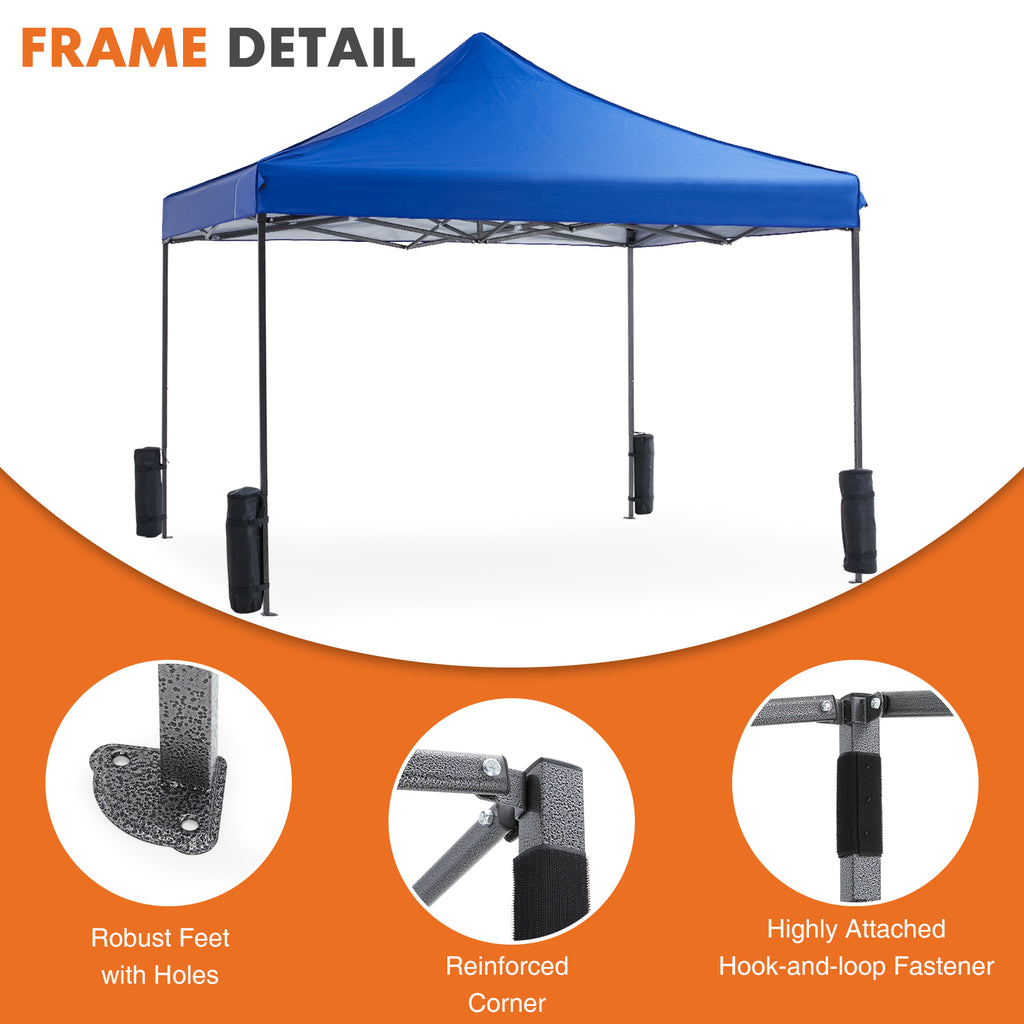 VANECL 10×10FT Pop Up Canopy Tent, Instant Portable Waterproof Sun Shelter with Adjustable Height for Beach Camping Party Outdoor Shade