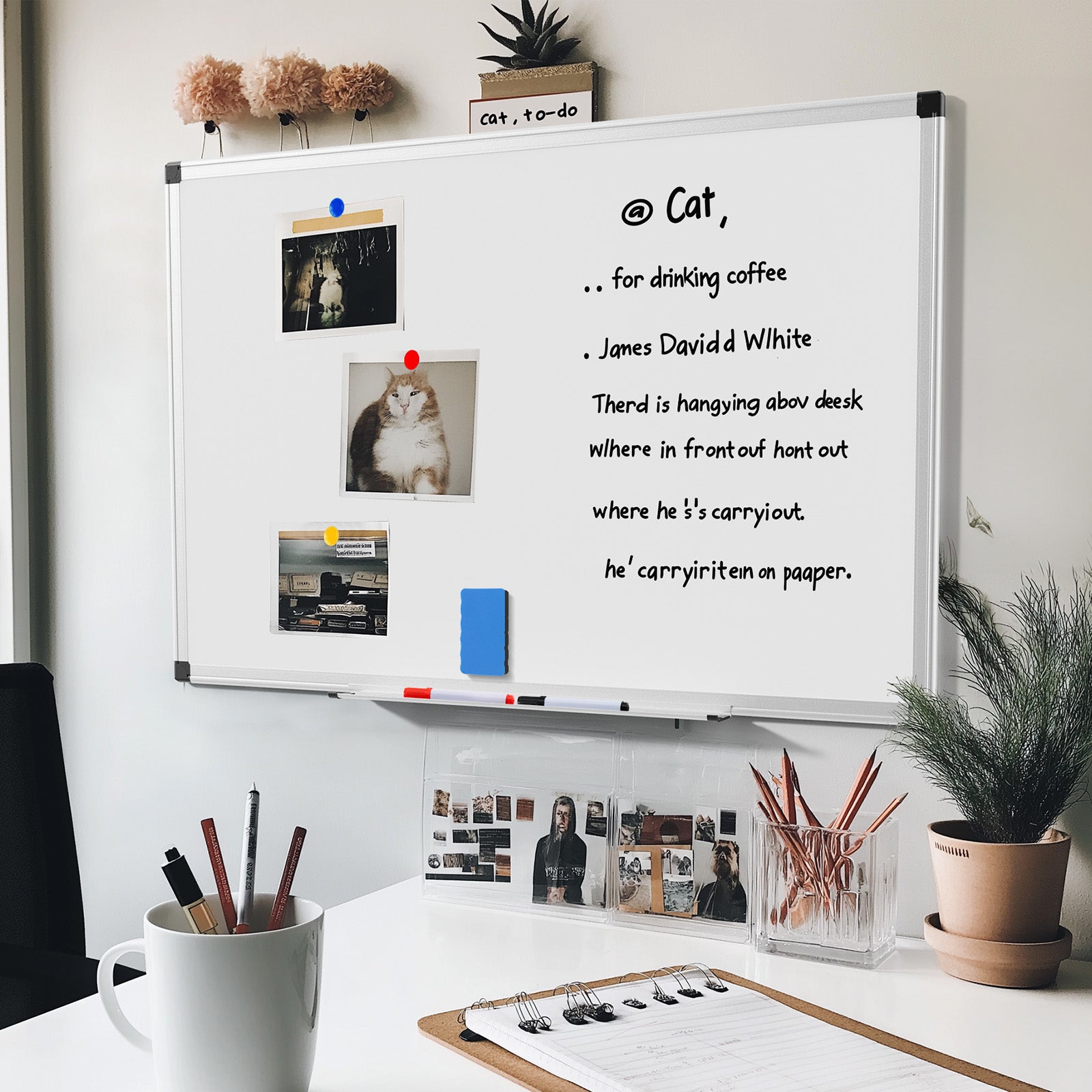 VANECL 36×24 Inch Magnetic Dry Erase WhiteB0ard, Silver Aluminum Framed Marker B0ard with Full Accessories for Office School Home
