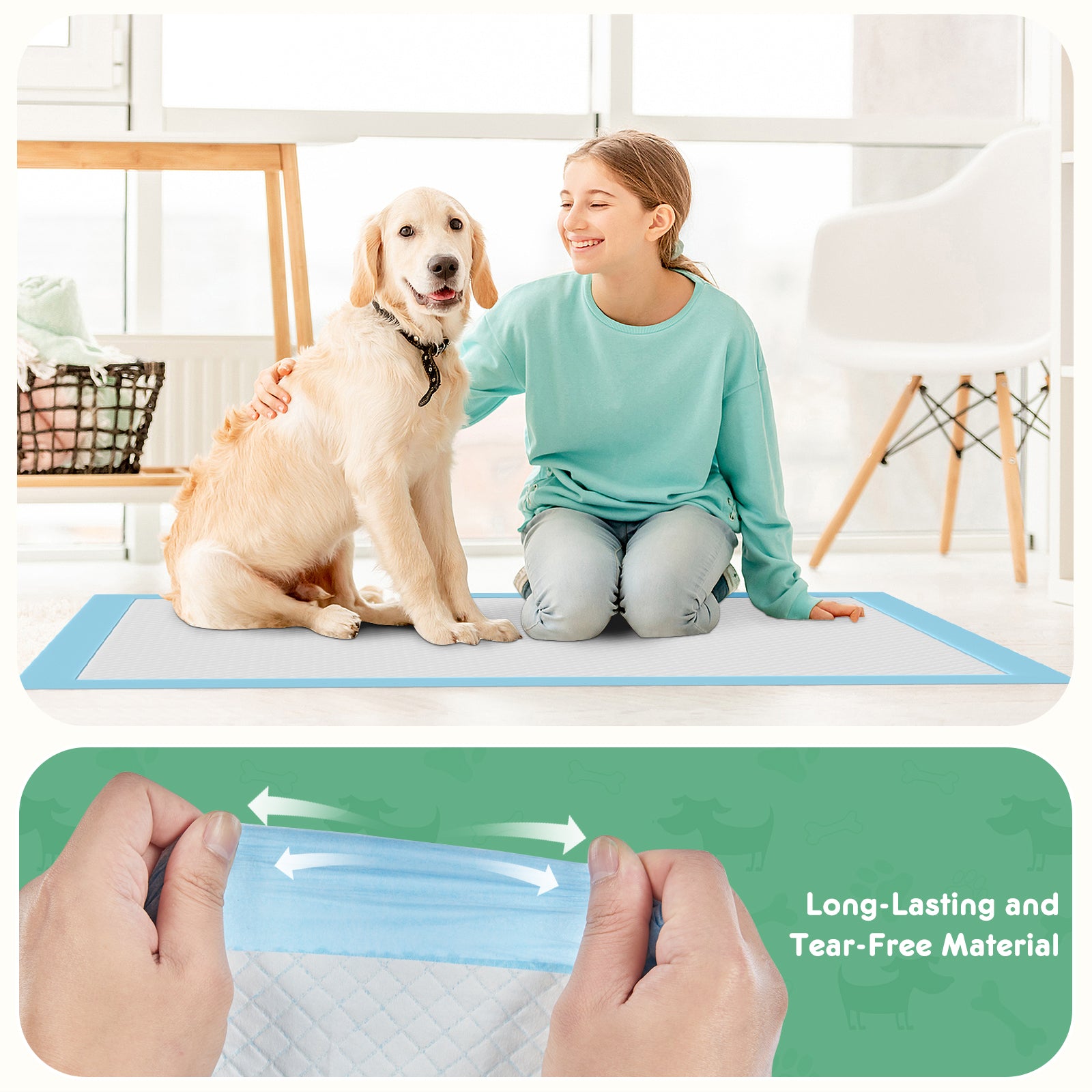 VANECL Disposable Leak-Proof Quick Dry Puppy Pee Pads, Super Absorbent Dog Training Pads 100 Count Pack