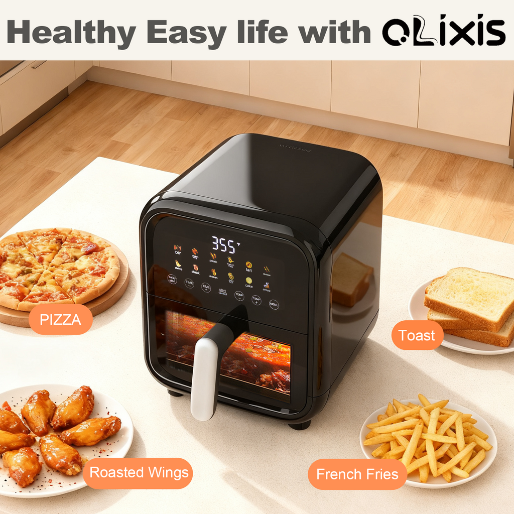 VANECL 7.5QT Air Fryer with Visible Window, Digital Touch Screen Large Family Air Fryer, Non-Stick Dishwasher Safe Basket Oil-Less Healthy Fryer for Home Cooking