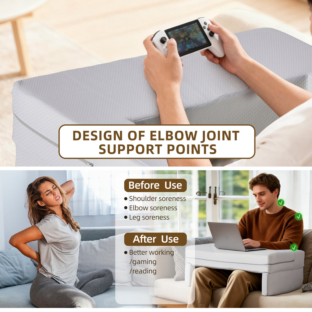 VANECL Rectangular Multi-Purpose Ergonomic Reading Pillow with Arm & Lumbar Support, Portable Bed Rest Cushion for Reading Gaming Working