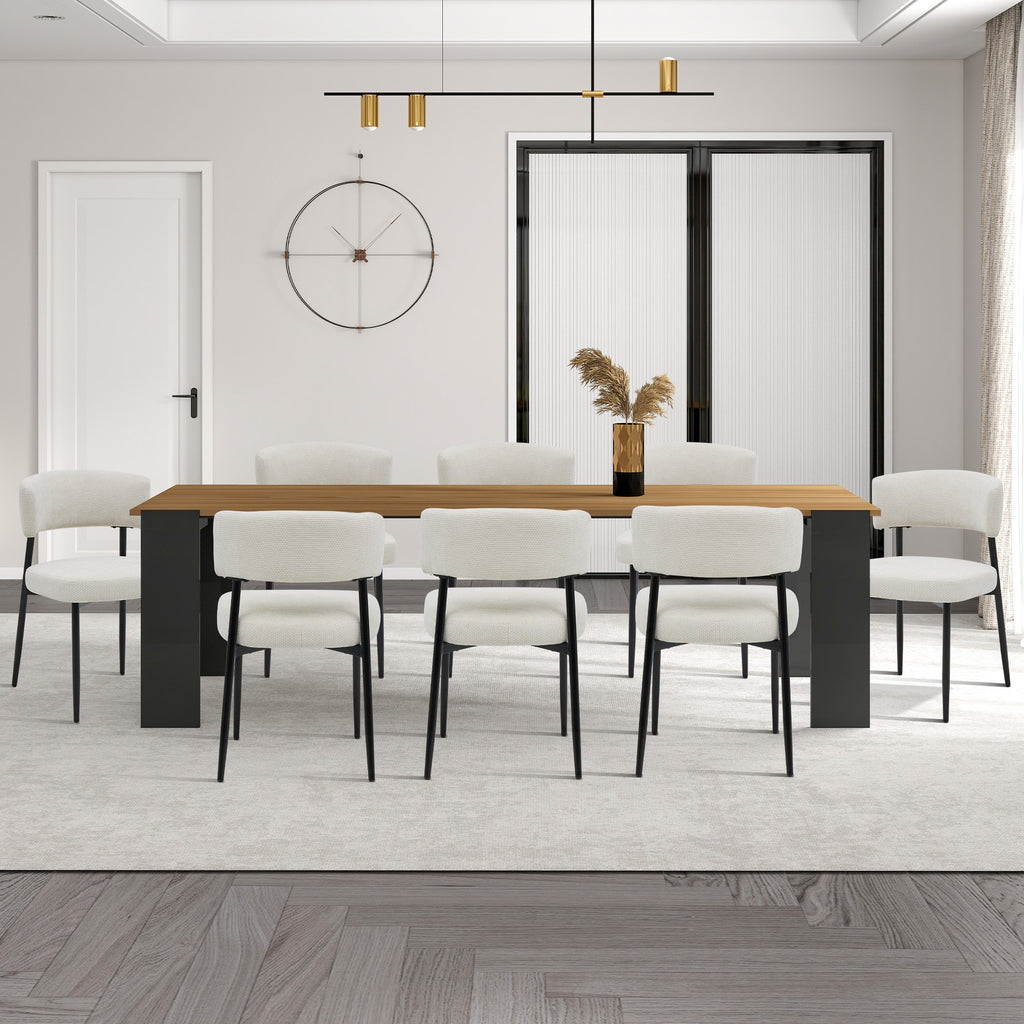 VANECL Set of 4 Modern Chenille Upholstered Dining Chairs, Ergonomic Curved Backrest Dining Chair with Heavy Duty Metal Frame for Dining Room Kitchen Cafe
