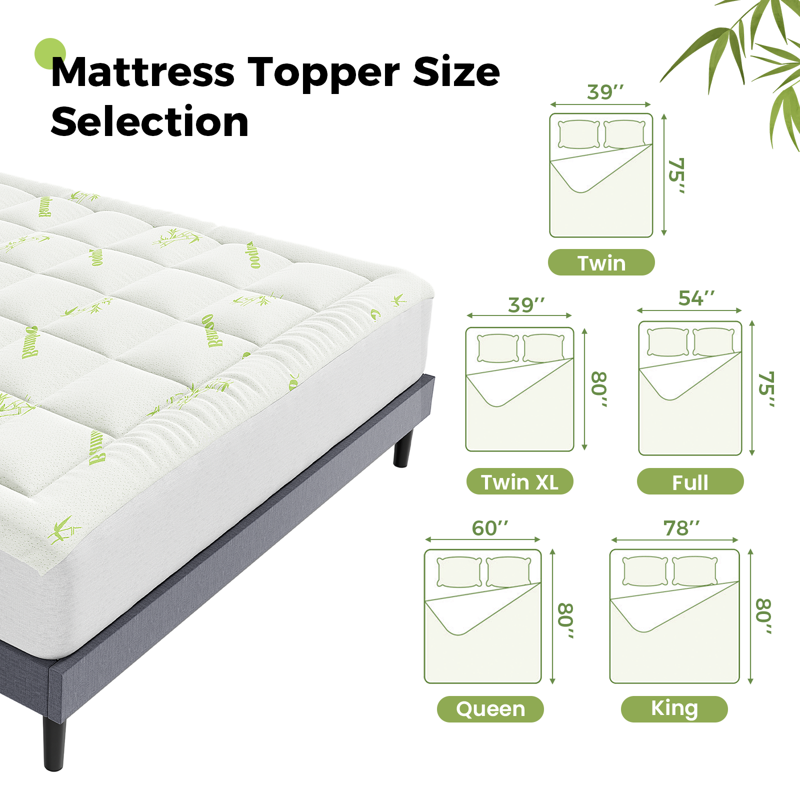 VANECL Full Size Bamboo Viscose Mattress Pad Protector, Thick Breathable Deep Pocket Cooling Mattress Cover Fits 8–16 Inch Mattress
