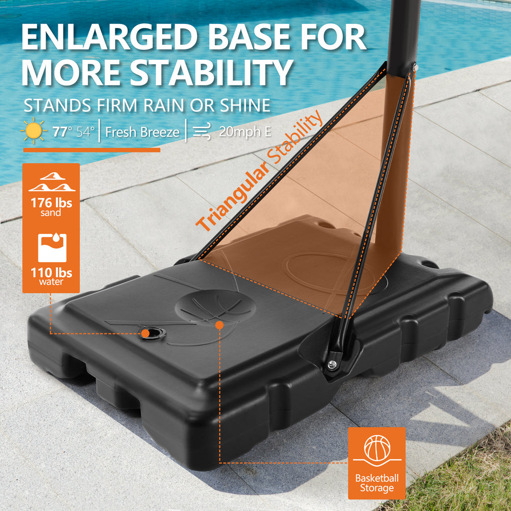 VANECL Portable Basketball Hoop System, 4.2-10FT Height Adjustable Basketball Goal with 44 Inch Shatterproof Backboard for Kids & Adults Outdoor Indoor Playing