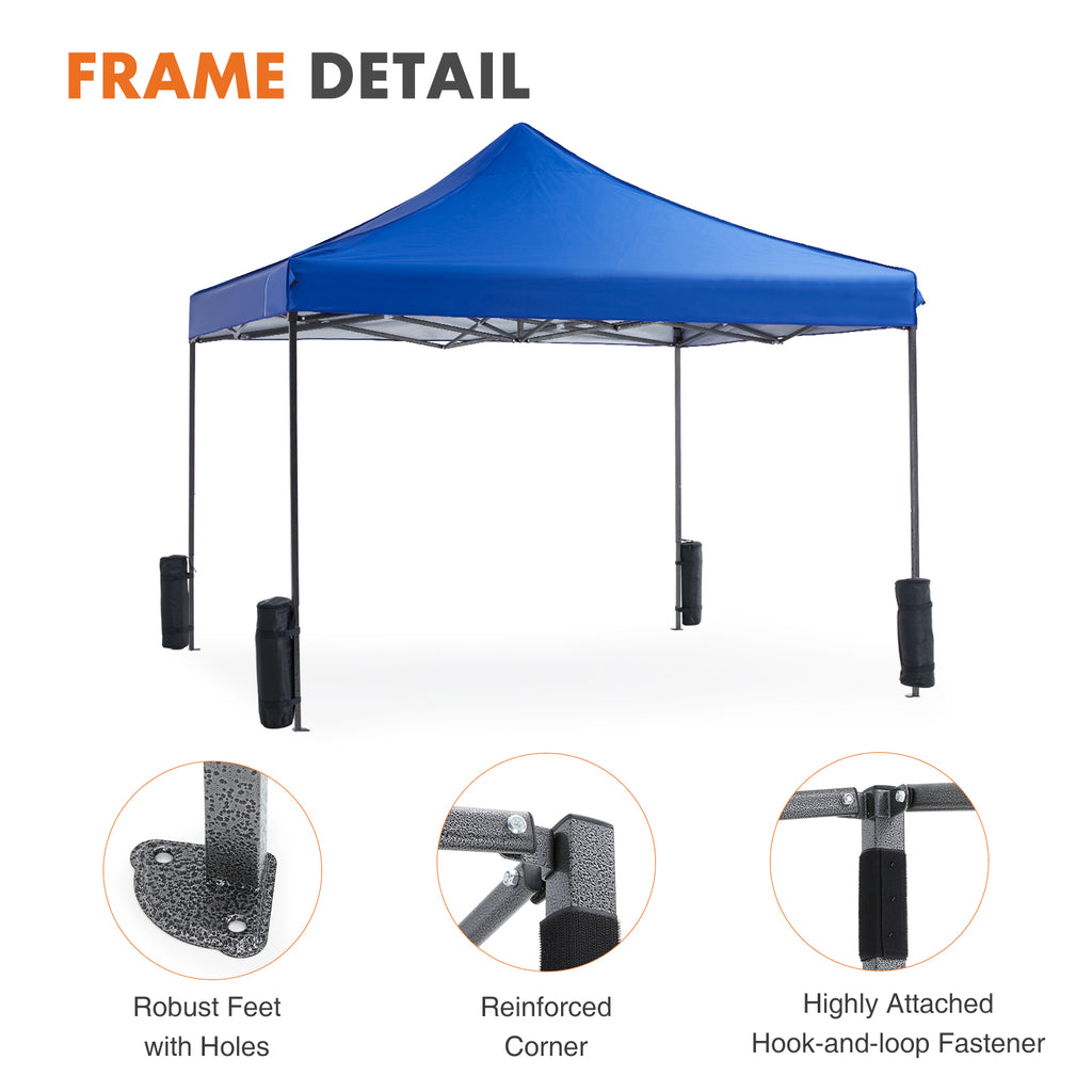VANECL 10×10FT Pop Up Canopy Tent, Instant Portable Waterproof Sun Shelter with Adjustable Height for Beach Camping Party Outdoor Shade