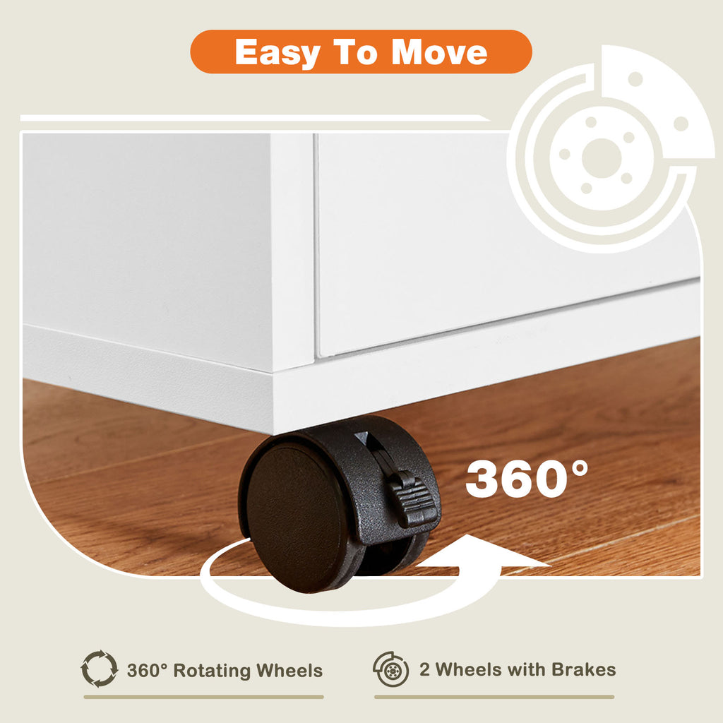 VANECL 5-Drawer Mobile Storage Dresser Cabinet with Lockable Casters, Rolling Organizer Chest for Bedroom Office Home