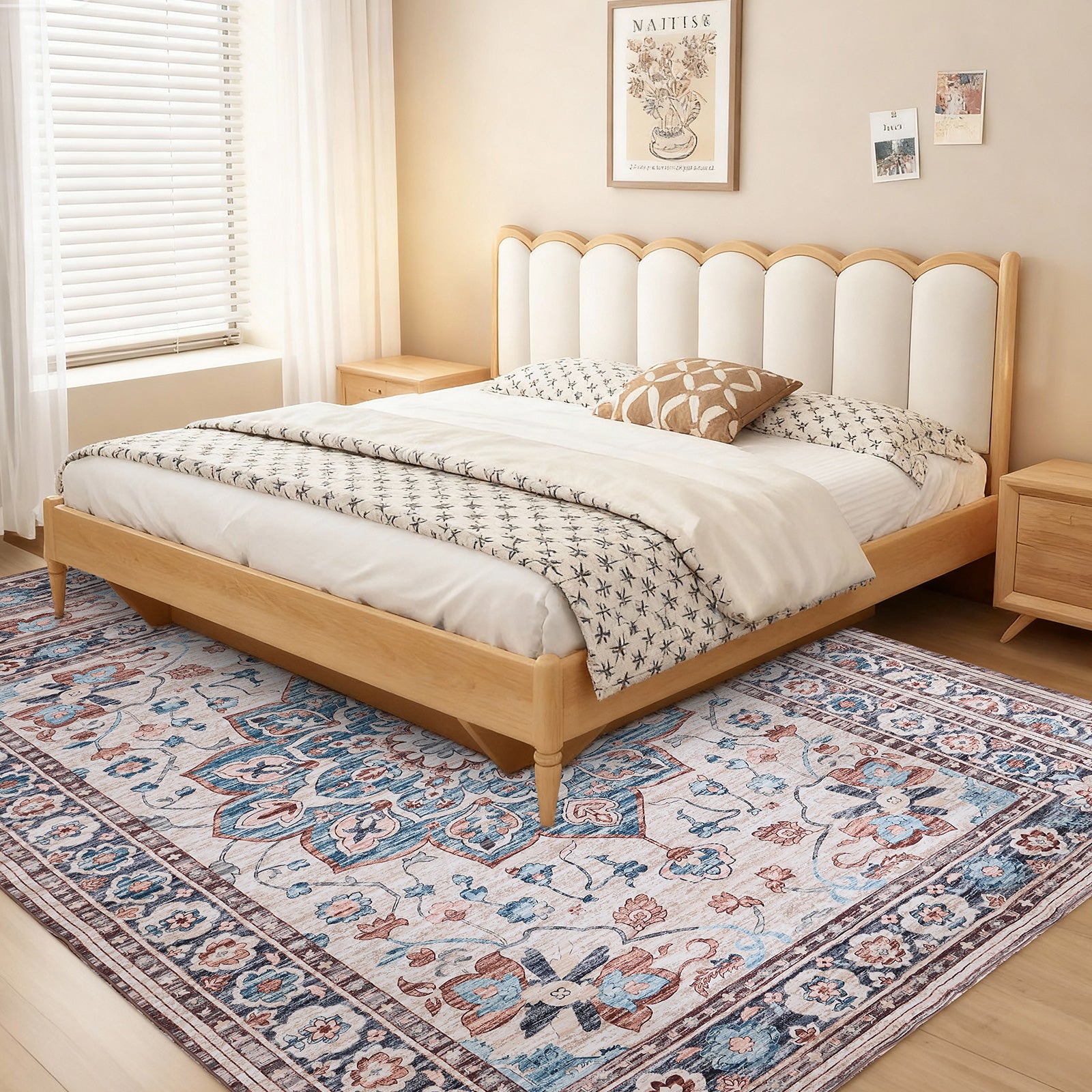VANECL 8'x10' Nordic Style Polyester Area Rug, Anti-Stain Easy Care Silent Large Carpet, Low Pile Non Slip Floor Rug for Large Living Room Bedroom Home Decoration