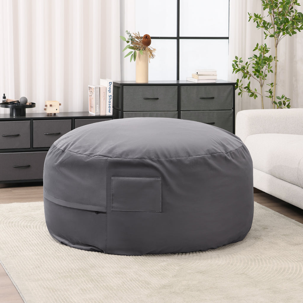 VANECL 4 Feet Foam Filled Bean Bag Chair for Adults & Kids, Soft Removable Washable Cover Lazy Sofa with Side Pocket & Carry Handle for Bedroom Living Room Dorm