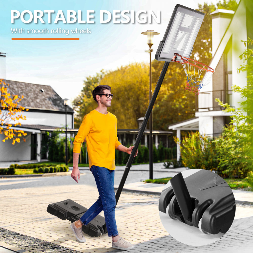 VANECL Portable Basketball Hoop System, 4.2-10FT Height Adjustable Basketball Goal with 44 Inch Shatterproof Backboard for Kids & Adults Outdoor Indoor Playing